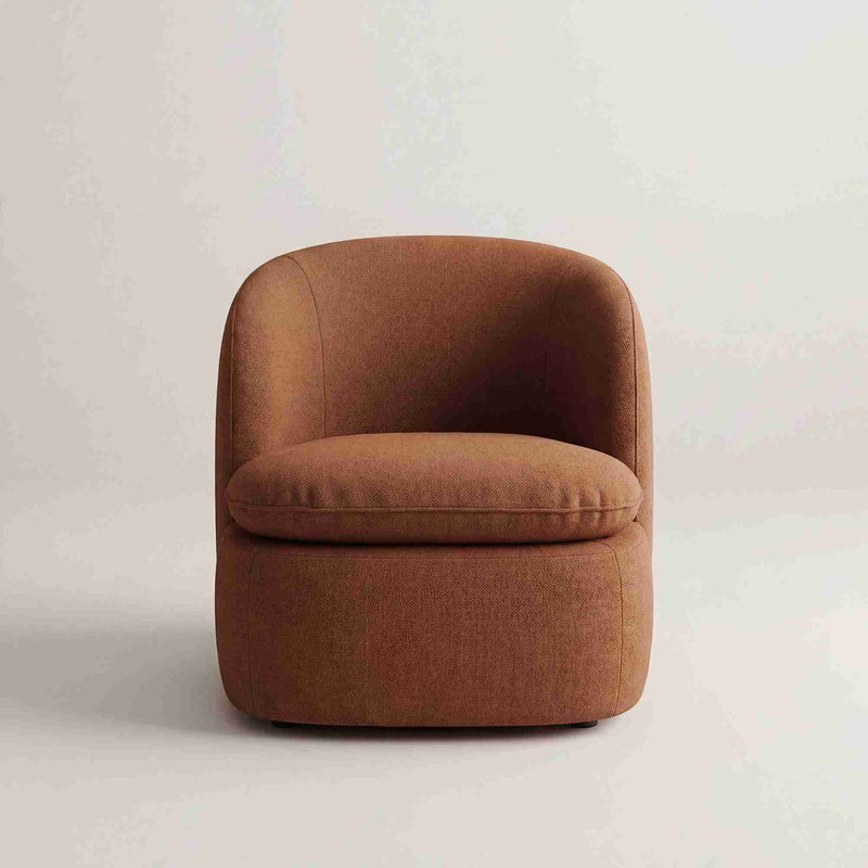 Premium Terracotta Boucle Armchair – Modern Upholstered Lounge Accent Chair for Living Room in India