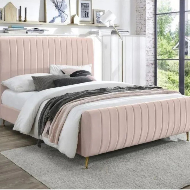 Luxury Velvet Bed | Premium Tufted Upholstered Bed Frame | Solid Mango Wood