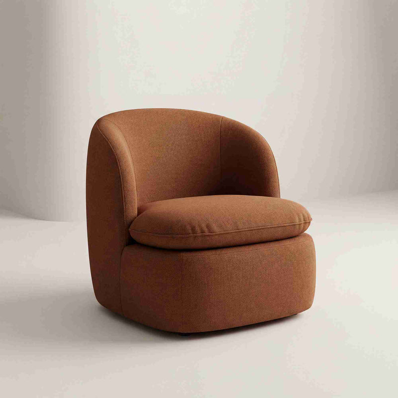 Premium Terracotta Boucle Armchair – Modern Upholstered Lounge Accent Chair for Living Room in India