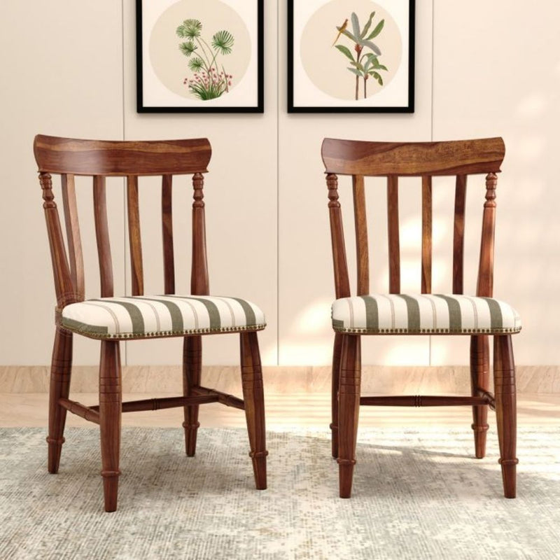 Sheesham Wood Dining Chairs – Set of 2 with Teak Finish & Elegant Detailing