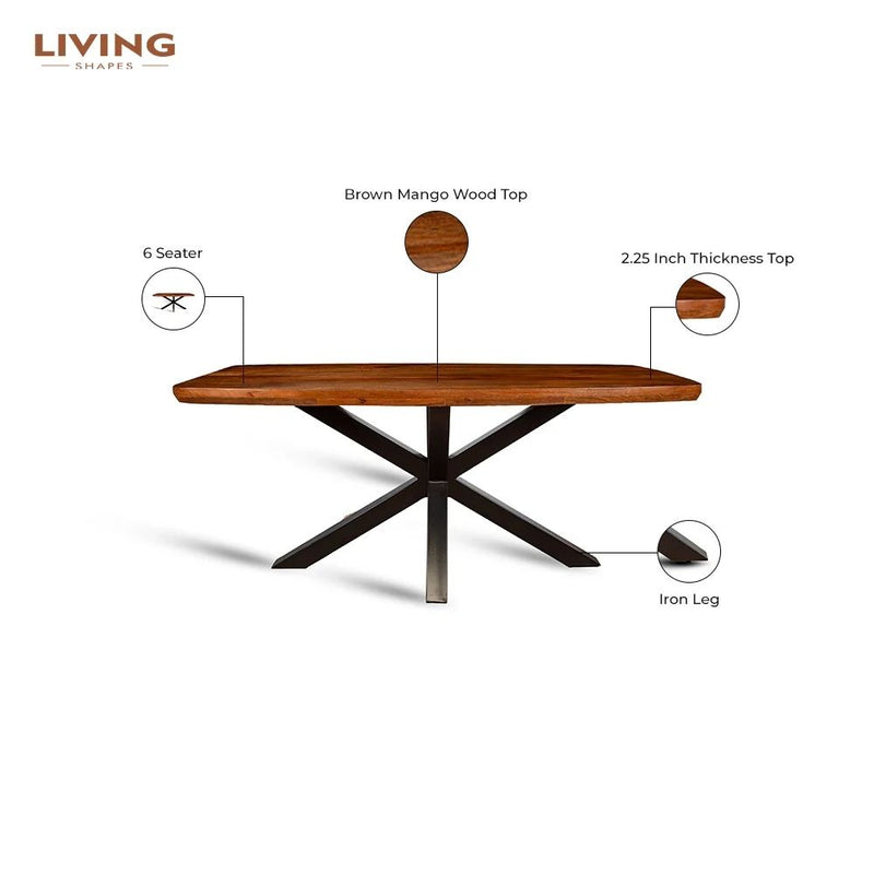 Wooden 6 Seater Dining Table with Iron
