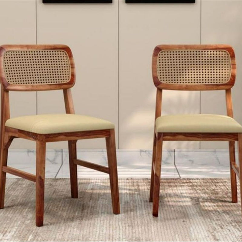 Set of 2 Sheesham Wood Dining Chairs – Honey Finish