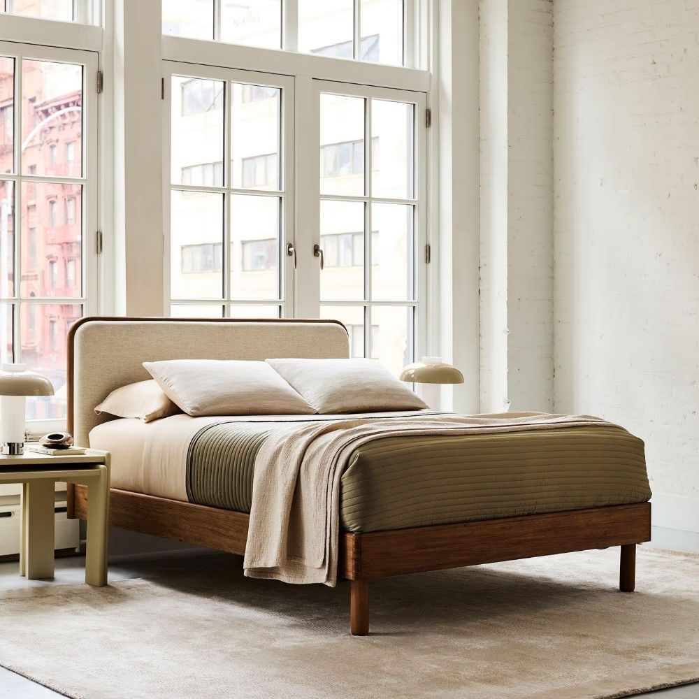 Miles Wood & Upholstered Bed