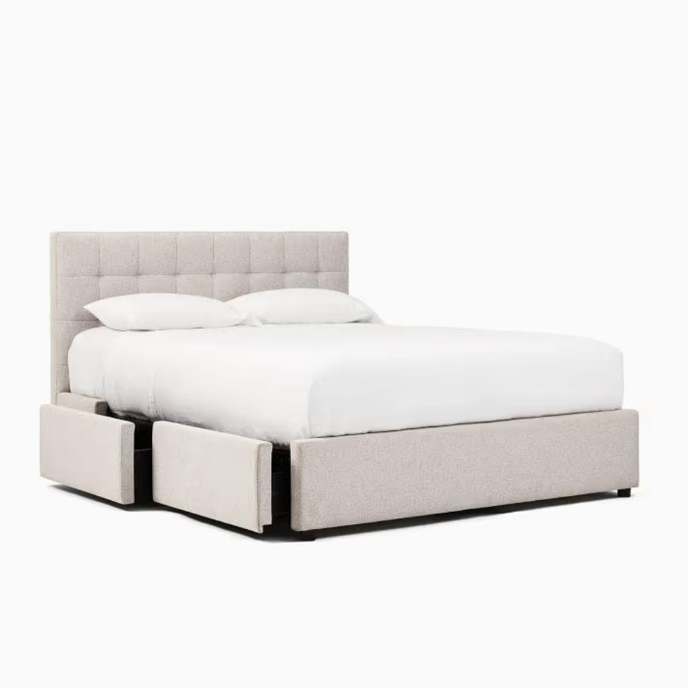 Emmett Grid Tufted Side Storage Bed