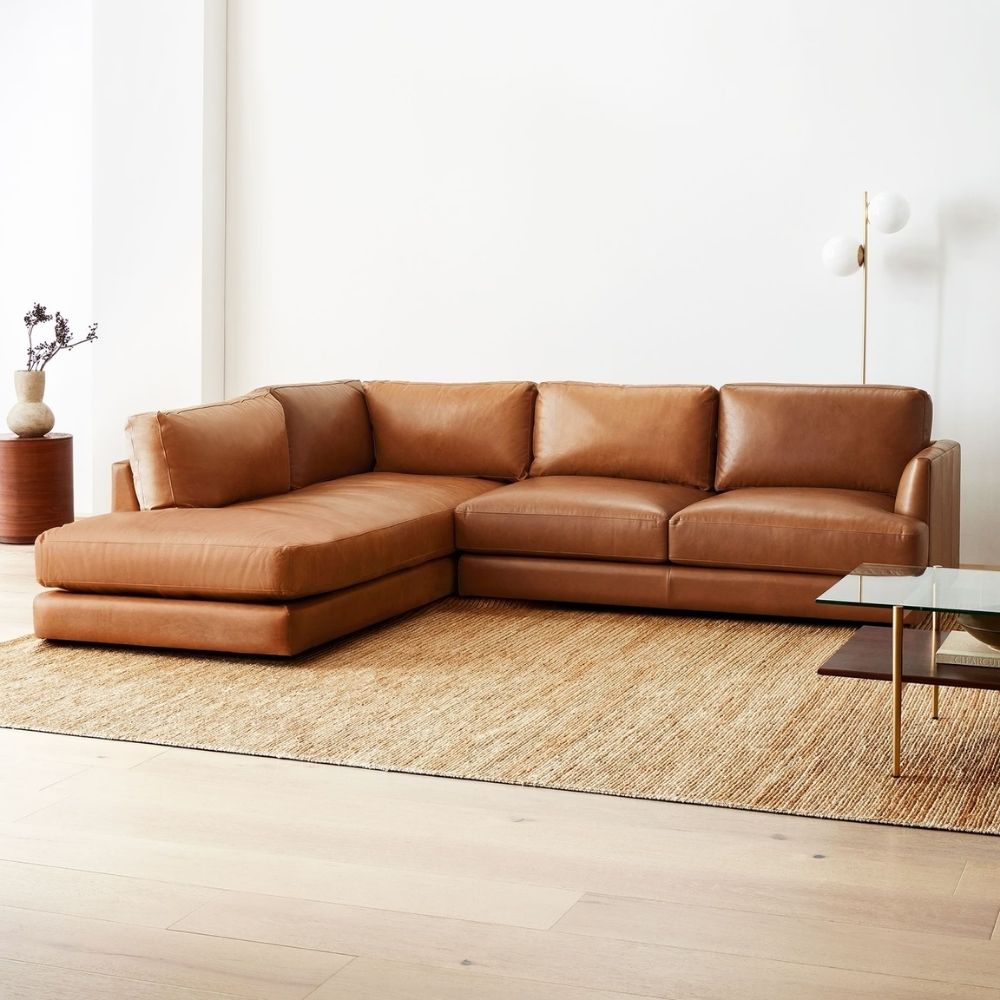Haven Leather 2-Piece Chaise Sectional (108")