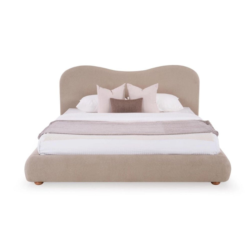 Upholstered Queen Size Bed with Hydraulic Storage | Solid Beech Wood & Boucle Fabric