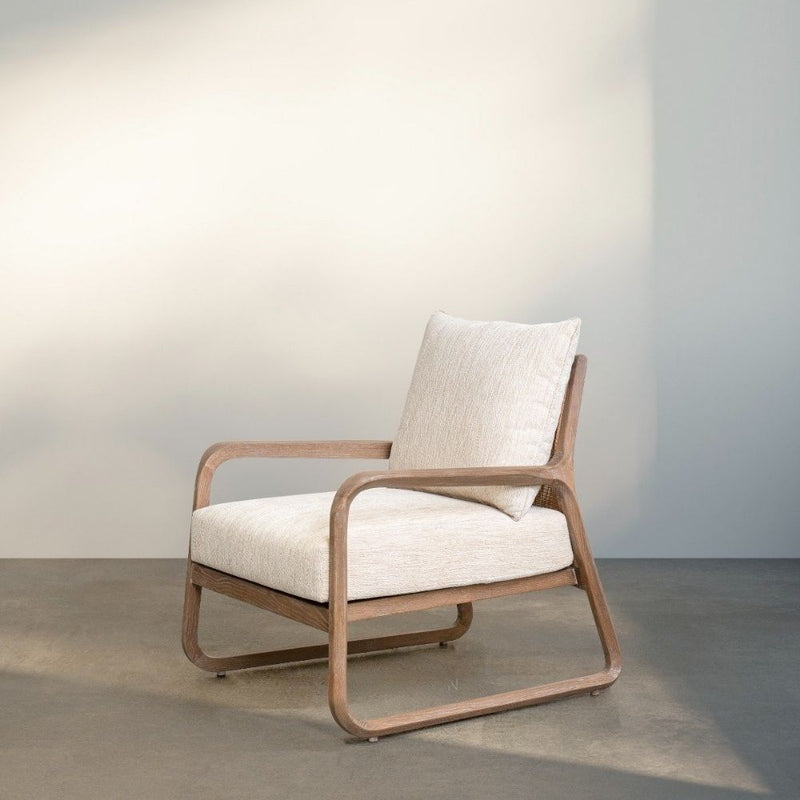 Rattan Accent Chair in European Ash Wood with Faded Oak Finish