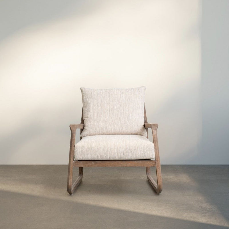 Rattan Accent Chair in European Ash Wood with Faded Oak Finish