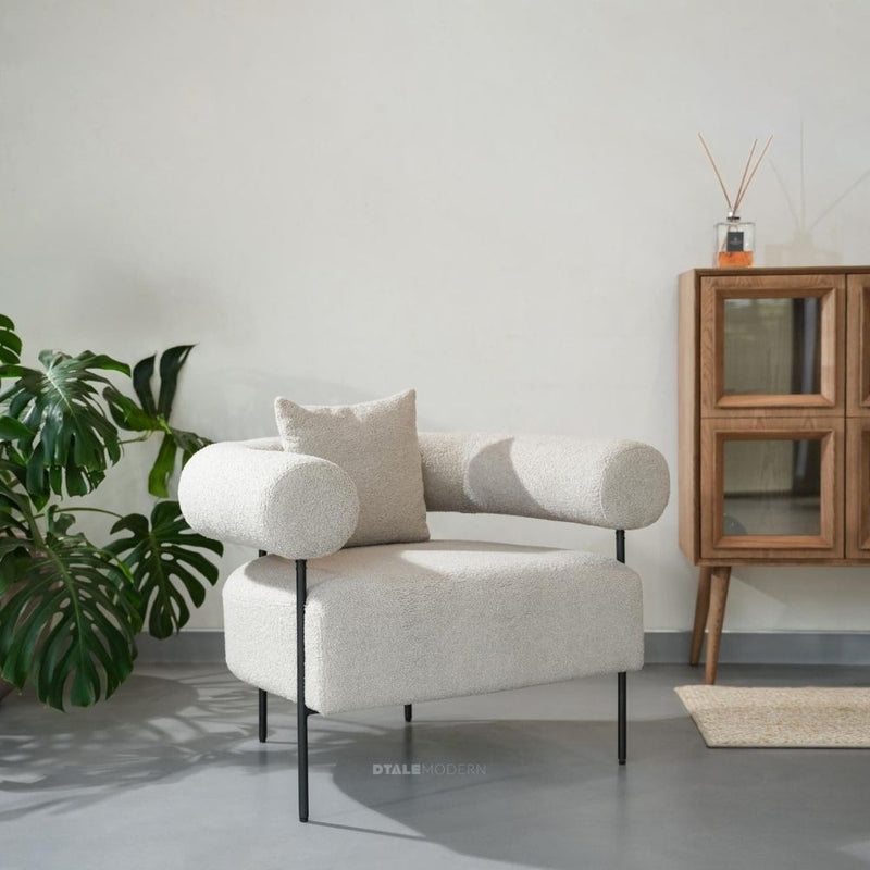 Curved Lounge Chair with High-Density Foam & Metal Frame