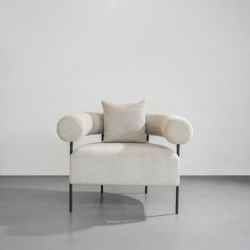 Curved Lounge Chair with High-Density Foam & Metal Frame