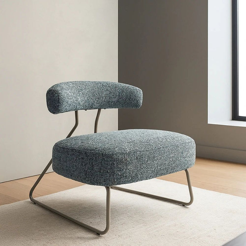 Prestine Grey Cotton Lounge Chair with Metal Frame
