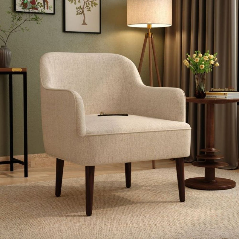 Premium Upholstery Lounge Chair | Fabric & Sheesham Wood