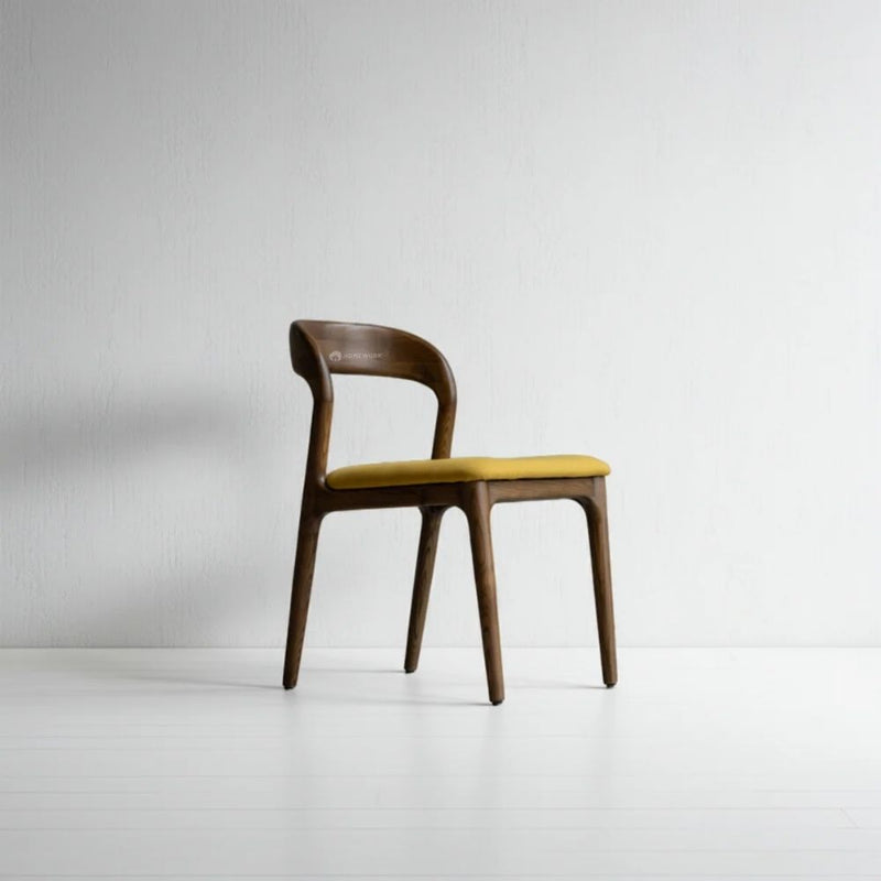 Kiara Dining Chair in European Ashwood & Fabric with Dull Teak Finish