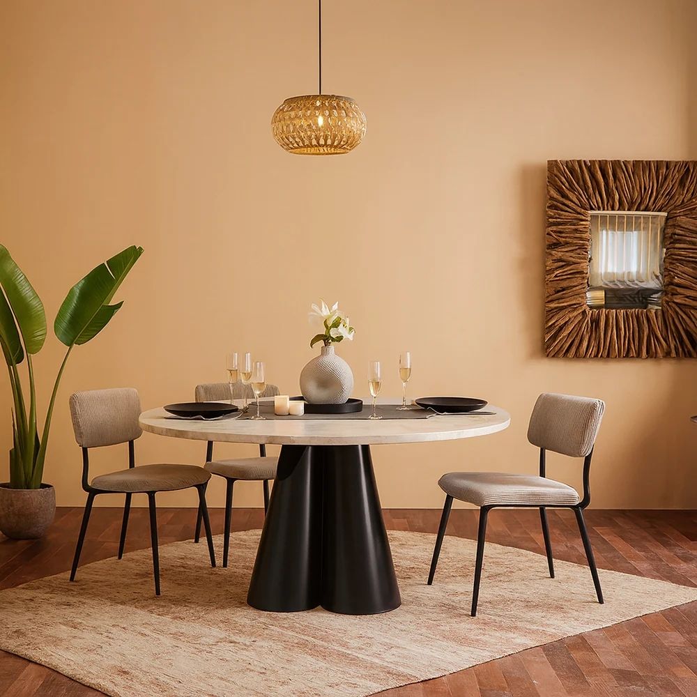 Duster Marble 6 Seater Dining Table with Iron