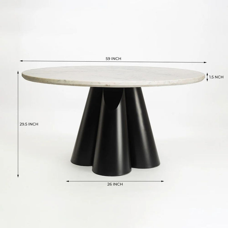 Duster Marble 6 Seater Dining Table with Iron