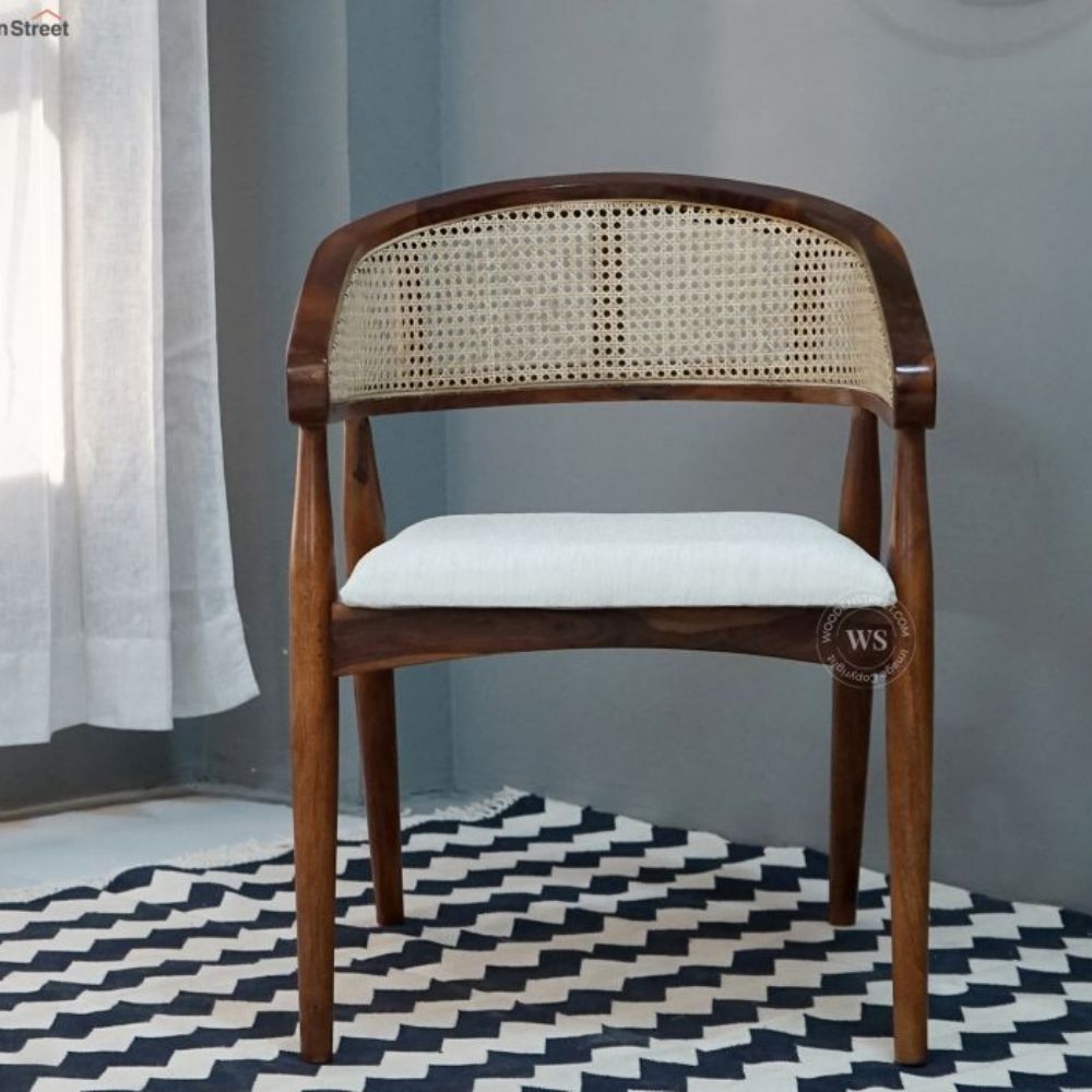 Alexia Curved Arm Chair with Cane (Honey Finish)